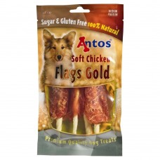 Antos Flags Gold - лакомство за куче - пилешки филенца със солета от телешка кожа 100 гр - Нидерландия - 20224 Antos Flags Gold - лакомство за куче - пилешки филенца със солета от телешка кожа 100 гр - Нидерландия - 20224
