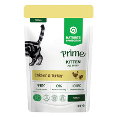 Nature's Protection CAT PRIME Kitten with Chicken and Turkey, пауч с хапки в сос с пилешко и пуешко месо, за подрастващи котки - 85 гр, Литва 210500 Nature's Protection CAT PRIME Kitten with Chicken and Turkey, пауч с хапки в сос с пилешко и пуешко месо, за подрастващи котки - 85 гр, Литва 210500