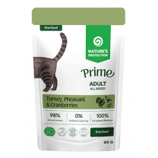 Nature's Protection CAT PRIME Sterilised Adult Cats with Turkey, Pheasant and Cranberries, пауч с хапки в сос с пуешко, фазан и червени боровинки, за пораснали кастрирани котки - 85 гр, Литва 210503 Nature's Protection CAT PRIME Sterilised Adult Cats with Turkey, Pheasant and Cranberries, пауч с хапки в сос с пуешко, фазан и червени боровинки, за пораснали кастрирани котки - 85 гр, Литва 210503