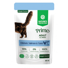 Nature's Protection CAT PRIME Weight Control Adult Cats with Chicken, Salmon and Tuna, пауч с хапки в сос с пилешко, сьомга и риба тон, за поддържане на оптимално телесно тегло, за пораснали котки - 85 гр, Литва 21050 Nature's Protection CAT PRIME Weight Control Adult Cats with Chicken, Salmon and Tuna, пауч с хапки в сос с пилешко, сьомга и риба тон, за поддържане на оптимално телесно тегло, за пораснали котки - 85 гр, Литва 21050