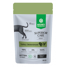 Nature's Protection CAT SUPERIOR CARE Grain Free Kitten with Turkey and Chicken Breast, пауч с филета в сос с пуешко и пилешки гърди, за подрастващи котки - 85 гр, Литва 210570 Nature's Protection CAT SUPERIOR CARE Grain Free Kitten with Turkey and Chicken Breast, пауч с филета в сос с пуешко и пилешки гърди, за подрастващи котки - 85 гр, Литва 210570
