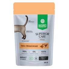 Nature's Protection CAT SUPERIOR CARE Grain Free Urinary Adult Cats with Duck, Chicken Breast and Cranberries, пауч с филета в сос с патешко месо, пилешки гърди и червени боровинки, за здравето на пикочните пътища, за котки - 85 гр, Литва 210572