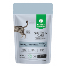 Nature's Protection CAT SUPERIOR CARE Grain Free Weight Control Adult Cats with Herring and Chicken Breast, пауч с филета в сос с херинга и пилешки гърди, поддържане на оптимално телесно тегло, за пораснали котки - 85 гр, Литва 210573