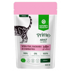 Nature's Protection CAT PRIME Urinary Adult Cats with White Fish, Anchovies and Cranberries, пауч с хапки в сос с бяла риба, аншоа и червени боровинки, за здравето на пикочните пътища, за пораснали котки - 300 гр, Литва 210600 Nature's Protection CAT PRIME Urinary Adult Cats with White Fish, Anchovies and Cranberries, пауч с хапки в сос с бяла риба, аншоа и червени боровинки, за здравето на пикочните пътища, за пораснали котки - 300 гр, Литва 210600