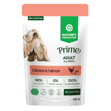 Nature's Protection DOG Prime Adult Dogs All Breeds Skin Coat with Chicken and Salmon, пауч за пораснали кучета от всички породи - хапки в сос с пилешко и сьомга, подпомага здравето на кожата и козината, Литва - 85 гр 210701 Nature's Protection DOG Prime Adult Dogs All Breeds Skin Coat with Chicken and Salmon, пауч за пораснали кучета от всички породи - хапки в сос с пилешко и сьомга, подпомага здравето на кожата и козината, Литва - 85 гр 210701
