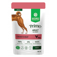 Nature's Protection DOG Prime Adult Dogs Active All Breeds - with Chicken and Beef, пауч за пораснали активни кучета от всички породи - хапки в сос с пилешко и говеждо месо, Литва - 85 гр 210702 Nature's Protection DOG Prime Adult Dogs Active All Breeds - with Chicken and Beef, пауч за пораснали активни кучета от всички породи - хапки в сос с пилешко и говеждо месо, Литва - 85 гр 210702