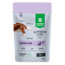 Nature's Protection DOG SUPERIOR CARE Junior Grain Free All Breed Dogs with Rabbit and Krill, пауч за подрастващи кучета от всички породи - филета в сос със заек и крил, Литва - 85 гр 210750