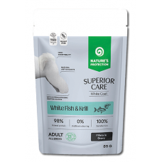 Nature's Protection DOG SUPERIOR CARE White Dogs Grain Free Adult All Breed Dogs with White Fish and Krill, пауч за пораснали кучета от всички породи с бяла козина - филета в сос с бяла риба и крил, Литва - 85 гр 210751
