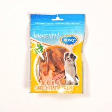 Duvo CHICKEN SWEET POTATO WRAPS - пилешки филенца със сладък картоф за куче 100 гр, Белгия - 311618