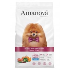 AMANOVA ADULT MINI SENSITIVE SALMON DELUXE - пълноценна храна за пораснали кучета от мини породи с чувствителна кожа, със Сьомга и тиква - 2 кг, Испания - 33189 AMANOVA ADULT MINI SENSITIVE SALMON DELUXE - пълноценна храна за пораснали кучета от мини породи с чувствителна кожа, със Сьомга и тиква - 2 кг, Испания - 33189