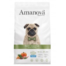 AMANOVA PUPPY DIGESTIVE DIVINE RABBIT - пълноценна храна за подрастващи кученца от средни и едри породи с чувствително храносмилане, със Заек и тиква - 2 кг, Испания - 33201