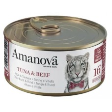 AMANOVA CAT CAN 16 TUNA BEEF - консерва за пораснали котки от всички породи, с Риба тон и телешко месо - 70 гр, Испания - 33374 AMANOVA CAT CAN 16 TUNA BEEF - консерва за пораснали котки от всички породи, с Риба тон и телешко месо - 70 гр, Испания - 33374