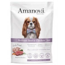 AMANOVA DOG POUCH P01 BRILLIANT BEEF CHICKEN - пауч за пораснали кучета от всички породи, с Телешко и пиле - 300 гр, Испания - 37199 AMANOVA DOG POUCH P01 BRILLIANT BEEF CHICKEN - пауч за пораснали кучета от всички породи, с Телешко и пиле - 300 гр, Испания - 37199