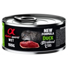Alpha Spirit Complete wet cat food - консерва за кастрирани котки с Патица, 93% месо и 4% плодове - 100 гр 4025060