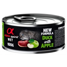 Alpha Spirit Complete wet cat food - консерва за котки с Патица и ябълки, 93% месо и 4% плодове - 100 гр 6005309