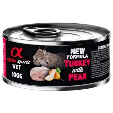 Alpha Spirit Complete wet cat food - консерва за котки с Пуйка и круши, 93% месо и 4% плодове - 100 гр 6005709
