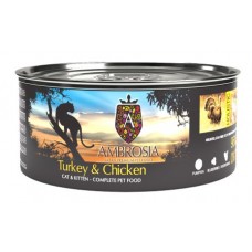 Ambrosia Kitten & Cat Turkey Chicken - консерва, 96 % съдържание на месо за подрастващи котенца и котки с капризен апетит - 150 гр, Франция