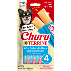 Inaba Dog Churu Terrine - Лакомство за кучета, фин крем с Пиле и Сирене, 4 броя х 15 грама, Япония EUD523 Inaba Dog Churu Terrine - Лакомство за кучета, фин крем с Пиле и Сирене, 4 броя х 15 грама, Япония EUD523