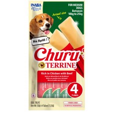 Inaba Dog Churu Terrine - Лакомство за кучета, фин крем с Пиле и Телешко, 4 броя х 30 грама, Япония EUD532 Inaba Dog Churu Terrine - Лакомство за кучета, фин крем с Пиле и Телешко, 4 броя х 30 грама, Япония EUD532