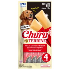 Inaba Dog Churu Terrine - Лакомство за кучета, фин крем с Пиле и Телешко, 4 броя х 54 грама, Япония EUD542 Inaba Dog Churu Terrine - Лакомство за кучета, фин крем с Пиле и Телешко, 4 броя х 54 грама, Япония EUD542