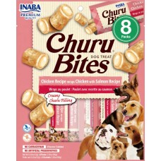 Inaba Dog Churu Bites - Chicken with Salmon - Лакомство за кучета, джобчета с мек пълнеж с пиле и сьомга, 8 пакета х 12 грама, Япония EUD723 Inaba Dog Churu Bites - Chicken with Salmon - Лакомство за кучета, джобчета с мек пълнеж с пиле и сьомга, 8 пакета х 12 грама, Япония EUD723