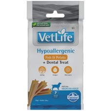 Vet Life Hypoallergenic Dental Treat With Fish and Sweet potato Medium Maxi – Дентални стикове за кучета от средни и едри породи с риба и сладък картоф - 100 гр, Италия - KVN0011003 Vet Life Hypoallergenic Dental Treat With Fish and Sweet potato Medium Maxi – Дентални стикове за кучета от средни и едри породи с риба и сладък картоф - 100 гр, Италия - KVN0011003
