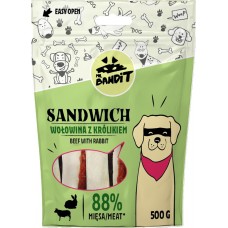 Mr. Bandit SANDWICH beef and rabbit - лакомство за куче, ленти сандвич с говеждо и заек, 500 гр - Полша