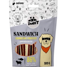 Mr. Bandit SANDWICH lamb with cod fish - лакомство за куче, ленти сандвич с риба треска, 500 гр - Полша