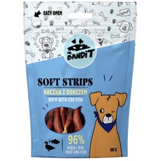 Mr. Bandit SOFT STRIPS duck with cod - лакомство за куче, меки ленти с патица и риба треска, 80 гр - Полша