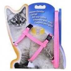PlayMe Set for Cat - Комплект Нагръдник с повод за коте, розов, Китай - PM-HC02-11