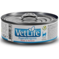 Vet Life Feline Hypoallergenic Pork & Potato - Пълноценна диетична консерва за котки за намаляване на непоносимост към съставки и хранителни вещества със свинско и картофи, консерва - 0,085 кг, Италия - PVT085013 Vet Life Feline Hypoallergenic Pork & Potato - Пълноценна диетична консерва за котки за намаляване на непоносимост към съставки и хранителни вещества със свинско и картофи, консерва - 0,085 кг, Италия - PVT085013