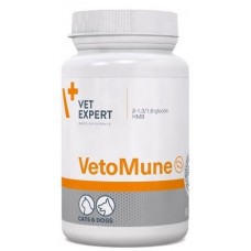 VetoMune – хранителна добавка за кучета и котки, действа двупосочно, стимулирайки имунната система и едновременно с това засилвайки фагоцитозата, извършвана от имунните клетки, 60 капсули, Vet Expert - Полша