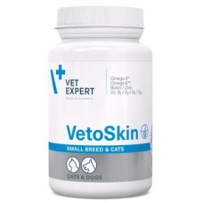 Vetoskin Small breed and cats – хранителна добавка за кучета от мини породи и котки, за поддържане на оптимално състояние на кожата и качество козината, 60 капсули, Vet Expert - Полша